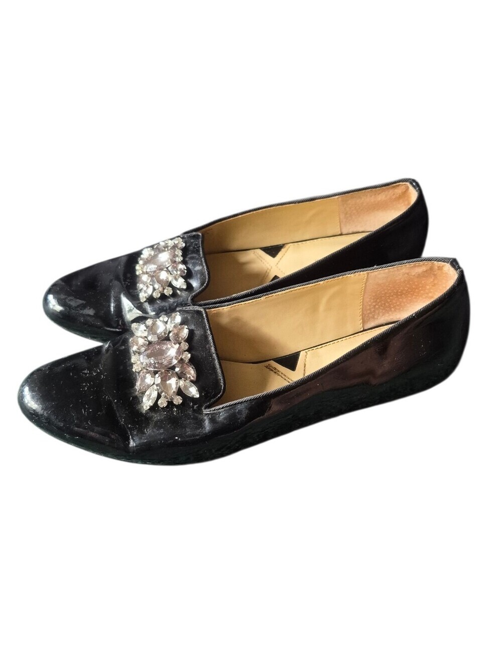 Adrienne Vittadini Black Flats Rhinestones 8-1/2